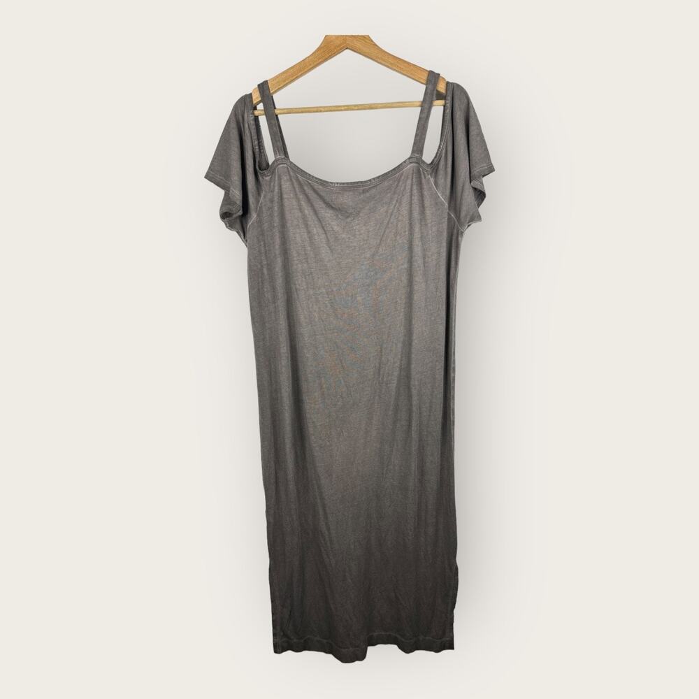 Cloth & Stone Womens size Large Cold Shoulder Midi Dress Gray Beachy Coastal - Picture 3 of 9
